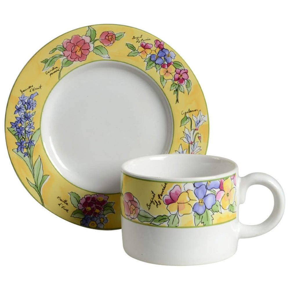 Sakura Creme Brulee Cup & Saucer by Sue Zipkin 2 sets of 2 Excellent  Condition